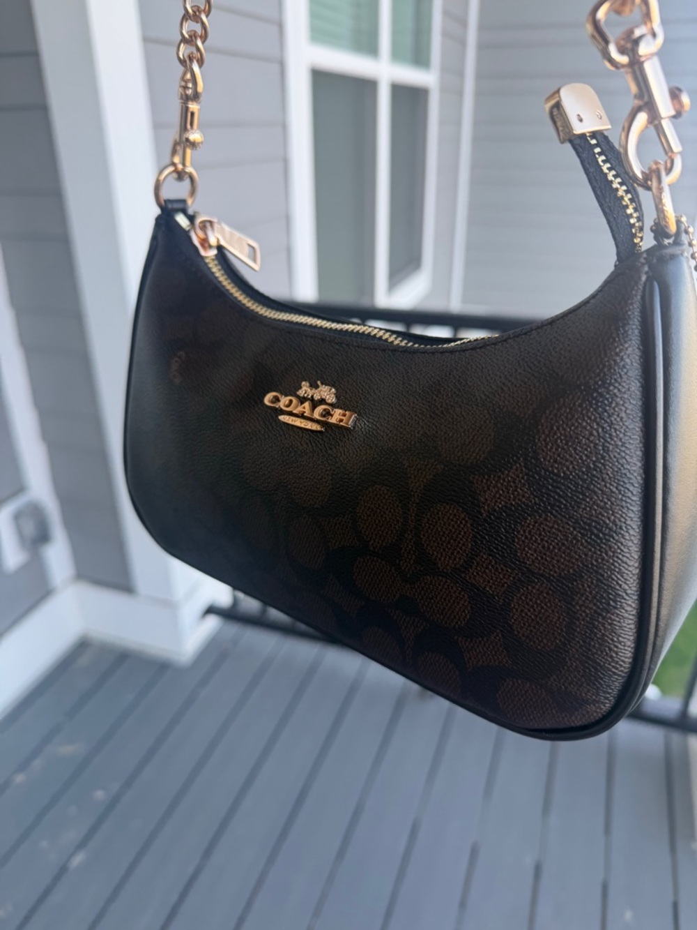 Coach Teri Shoulder Bag Walnut Black - Picture 3 of 8